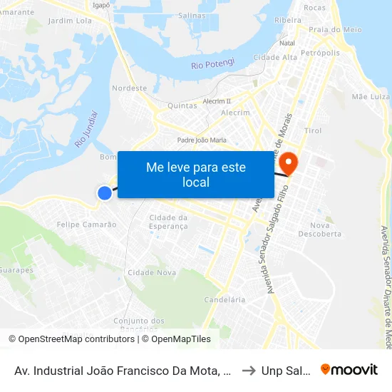 Av. Industrial João Francisco Da Mota, 3979 | Garagem Da Empresa Gontijo to Unp Salgado Filho map