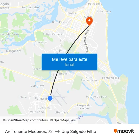 Av. Tenente Medeiros, 73 to Unp Salgado Filho map