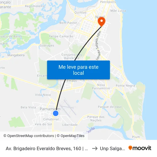 Av. Brigadeiro Everaldo Breves, 160 | Parnamirim Shopping to Unp Salgado Filho map