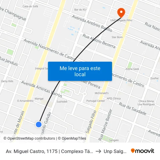 Av. Miguel Castro, 1175 | Complexo Tático Operacional Da Pmrn to Unp Salgado Filho map