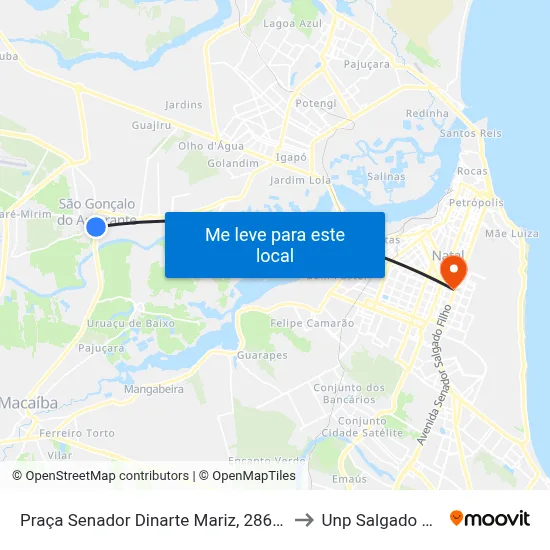 Praça Senador Dinarte Mariz, 286 | Saae to Unp Salgado Filho map