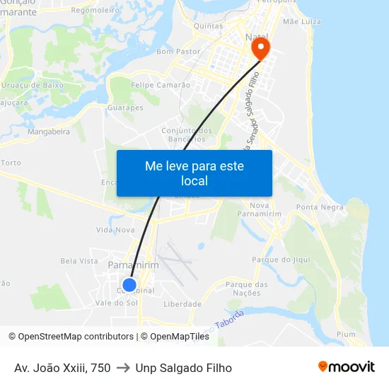 Av. João Xxiii, 750 to Unp Salgado Filho map