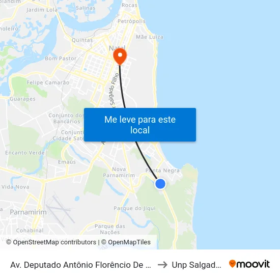 Av. Deputado Antônio Florêncio De Queiroz, 3360 to Unp Salgado Filho map