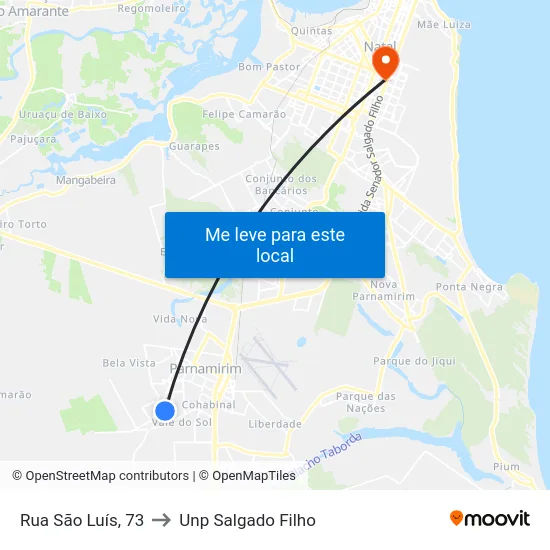 Rua São Luís, 73 to Unp Salgado Filho map
