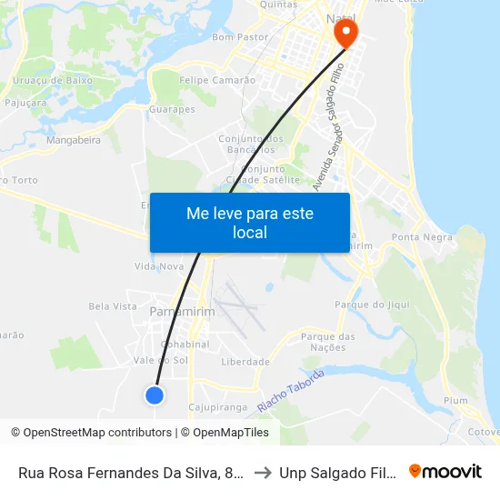 Rua Rosa Fernandes Da Silva, 869 to Unp Salgado Filho map