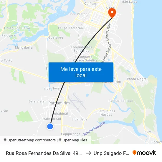 Rua Rosa Fernandes Da Silva, 495-539 to Unp Salgado Filho map