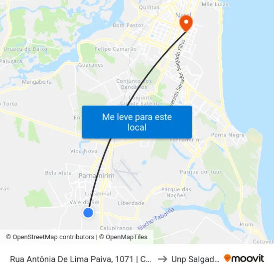 Rua Antônia De Lima Paiva, 1071 | Coohabinal Village to Unp Salgado Filho map