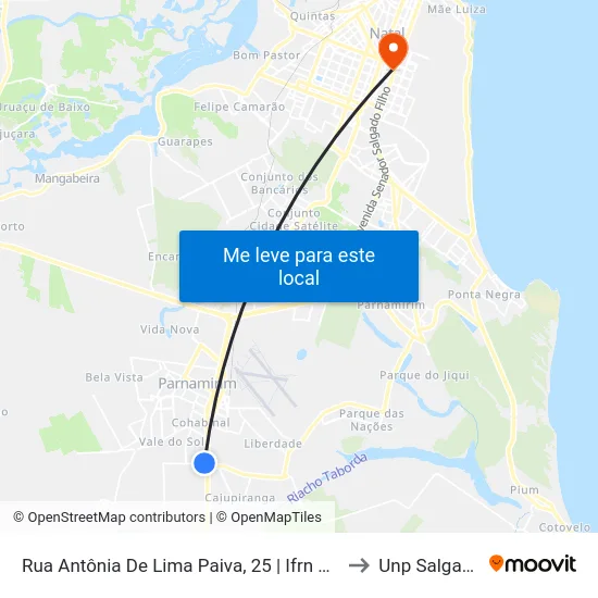 Rua Antônia De Lima Paiva, 25 | Ifrn Campus Parnamirim to Unp Salgado Filho map