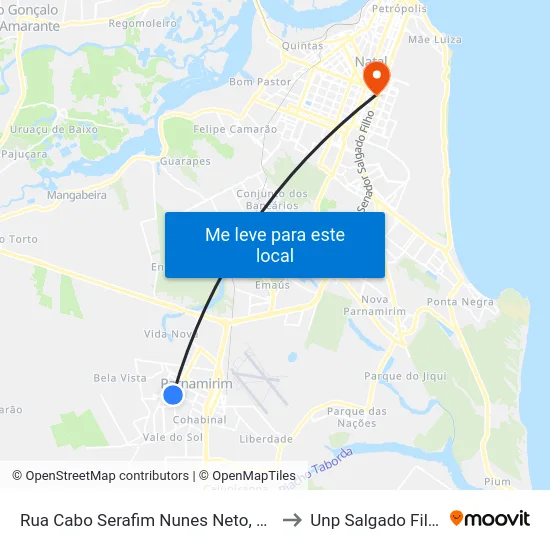 Rua Cabo Serafim Nunes Neto, 475 to Unp Salgado Filho map