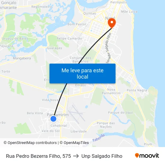 Rua Pedro Bezerra Filho, 575 to Unp Salgado Filho map