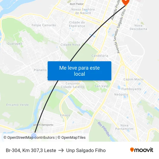 Br-304, Km 307,3 Leste to Unp Salgado Filho map