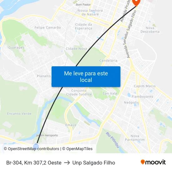 Br-304, Km 307,2 Oeste to Unp Salgado Filho map