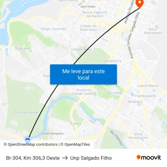 Br-304, Km 306,3 Oeste to Unp Salgado Filho map