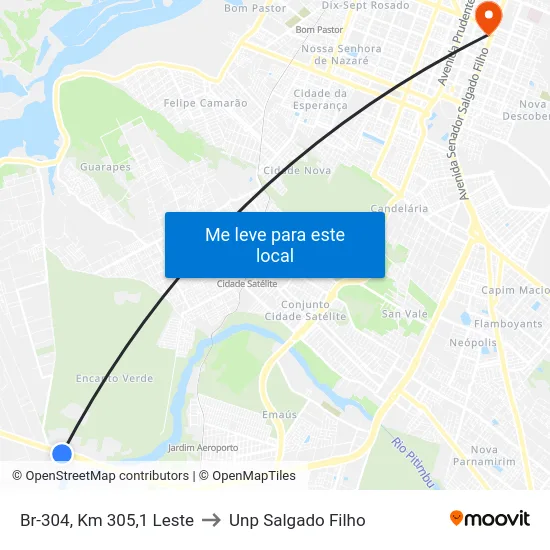 Br-304, Km 305,1 Leste to Unp Salgado Filho map