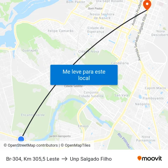 Br-304, Km 305,5 Leste to Unp Salgado Filho map