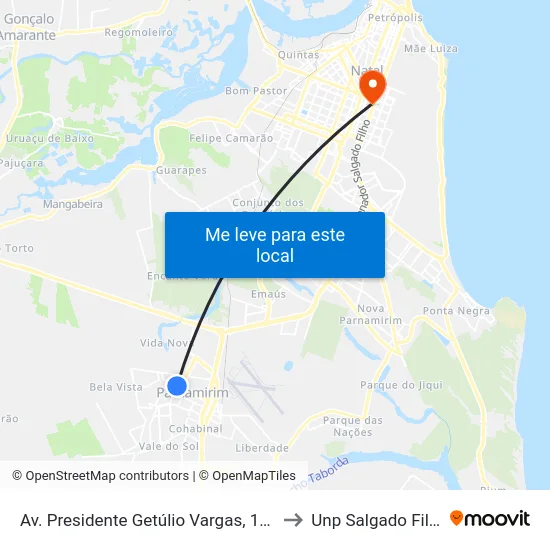 Av. Presidente Getúlio Vargas, 1576 to Unp Salgado Filho map