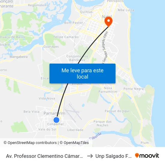 Av. Professor Clementino Câmara, 463 to Unp Salgado Filho map
