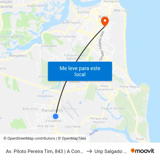 Av. Piloto Pereira Tim, 843 | A Construtora to Unp Salgado Filho map