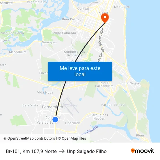 Br-101, Km 107,9 Norte to Unp Salgado Filho map