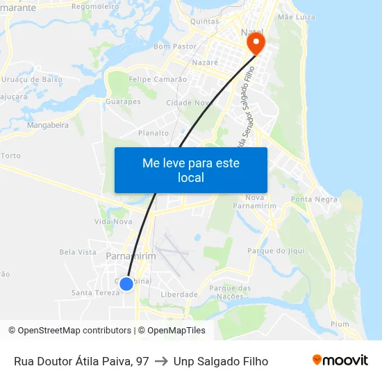 Rua Doutor Átila Paiva, 97 to Unp Salgado Filho map