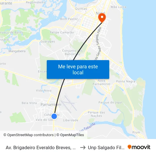 Av. Brigadeiro Everaldo Breves, 519 to Unp Salgado Filho map