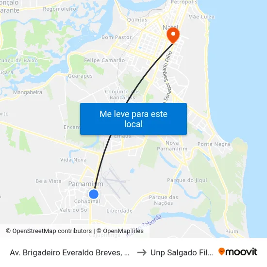 Av. Brigadeiro Everaldo Breves, 238 to Unp Salgado Filho map