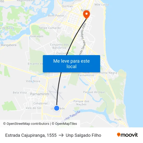 Estrada Cajupiranga, 1555 to Unp Salgado Filho map