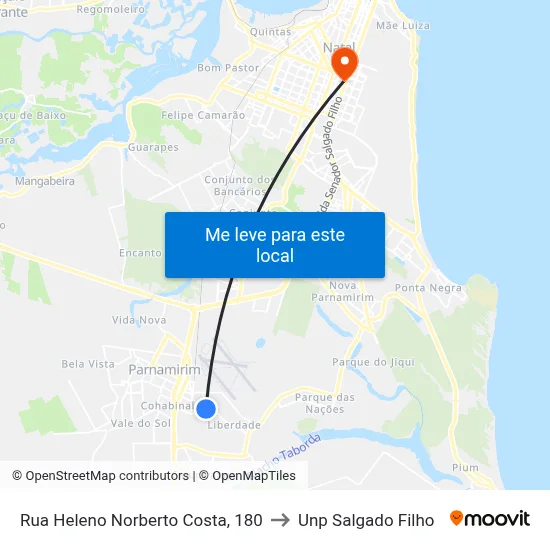 Rua Heleno Norberto Costa, 180 to Unp Salgado Filho map