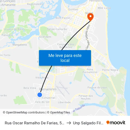 Rua Oscar Ramalho De Farias, 507 to Unp Salgado Filho map
