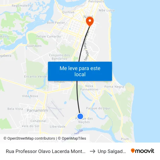 Rua Professor Olavo Lacerda Montenegro, 4131 to Unp Salgado Filho map