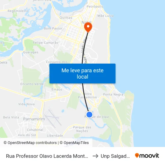 Rua Professor Olavo Lacerda Montenegro, 1633 to Unp Salgado Filho map