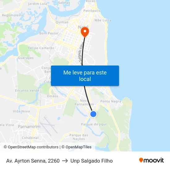 Av. Ayrton Senna, 2260 to Unp Salgado Filho map