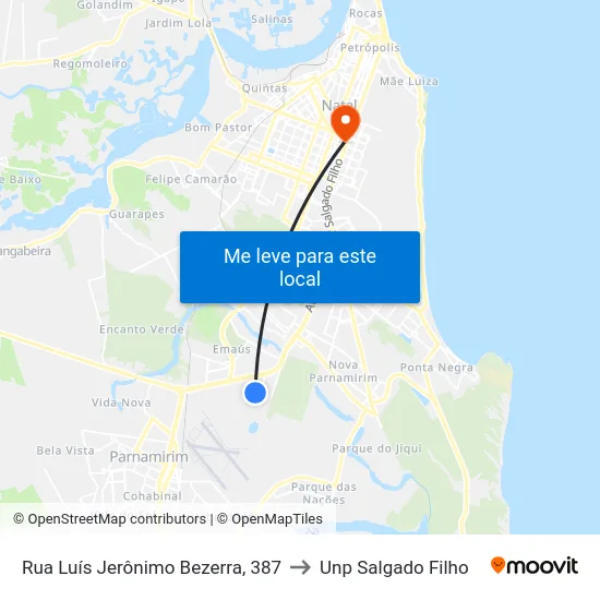 Rua Luís Jerônimo Bezerra, 387 to Unp Salgado Filho map