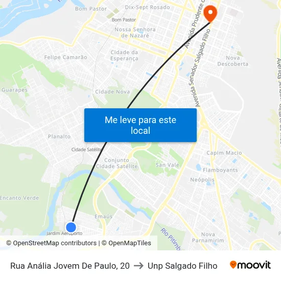 Rua Anália Jovem De Paulo, 20 to Unp Salgado Filho map