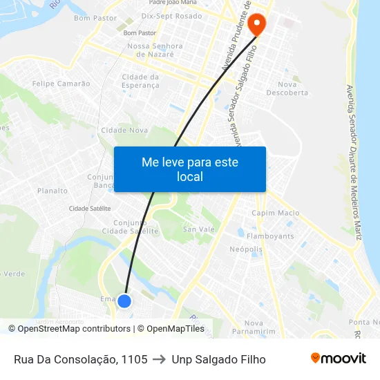 Rua Da Consolação, 1105 to Unp Salgado Filho map