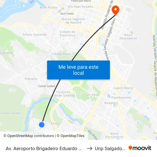 Av. Aeroporto Brigadeiro Eduardo Gomes, 445 to Unp Salgado Filho map
