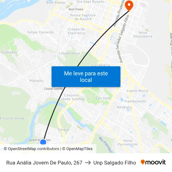 Rua Anália Jovem De Paulo, 267 to Unp Salgado Filho map