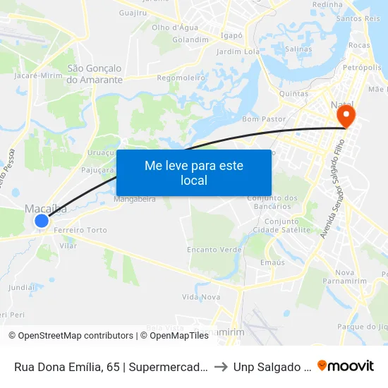 Rua Dona Emília, 65 | Supermercado Favorito to Unp Salgado Filho map