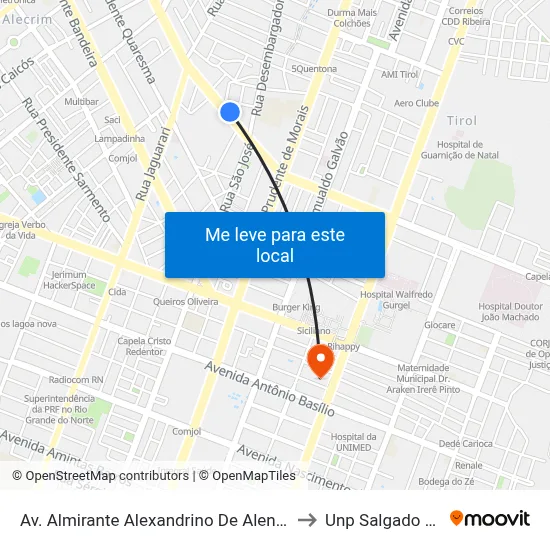 Av. Almirante Alexandrino De Alencar, 917 to Unp Salgado Filho map