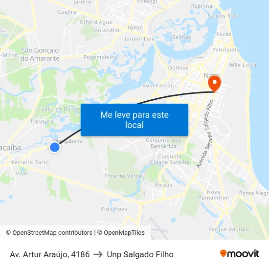 Av. Artur Araújo, 4186 to Unp Salgado Filho map
