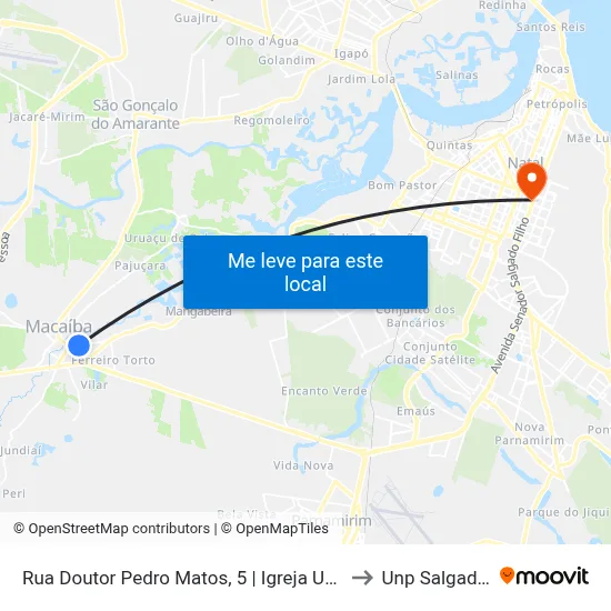 Rua Doutor Pedro Matos, 5 | Igreja Universal Macaíba to Unp Salgado Filho map