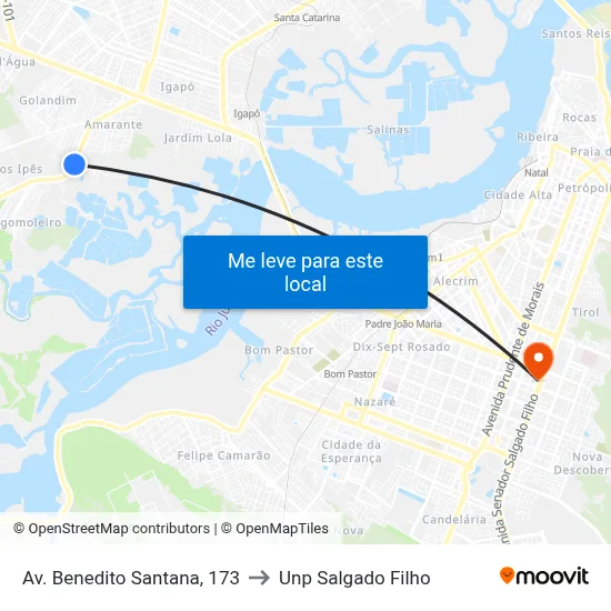Av. Benedito Santana, 173 to Unp Salgado Filho map