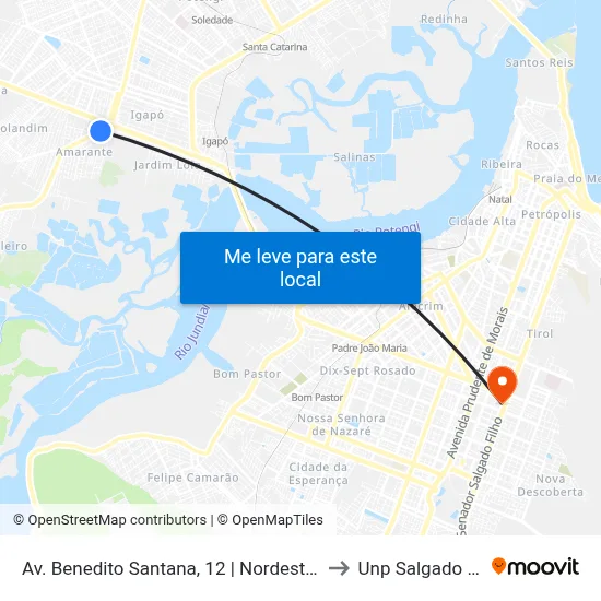 Av. Benedito Santana, 12 | Nordestão Igapó to Unp Salgado Filho map