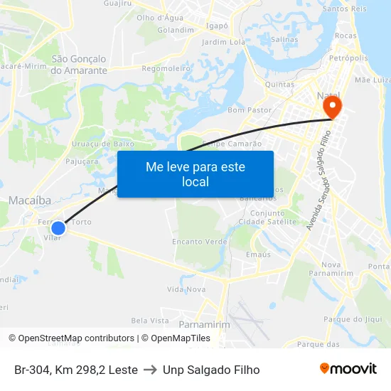 Br-304, Km 298,2 Leste to Unp Salgado Filho map
