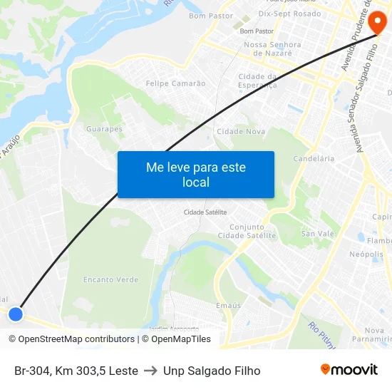 Br-304, Km 303,5 Leste to Unp Salgado Filho map