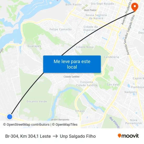 Br-304, Km 304,1 Leste to Unp Salgado Filho map