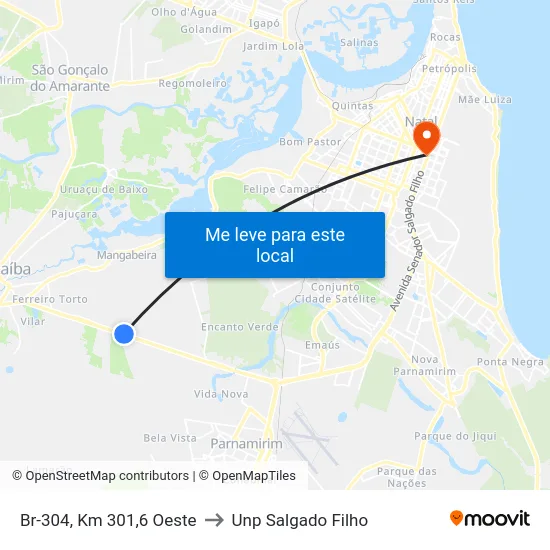 Br-304, Km 301,6 Oeste to Unp Salgado Filho map