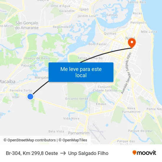 Br-304, Km 299,8 Oeste to Unp Salgado Filho map