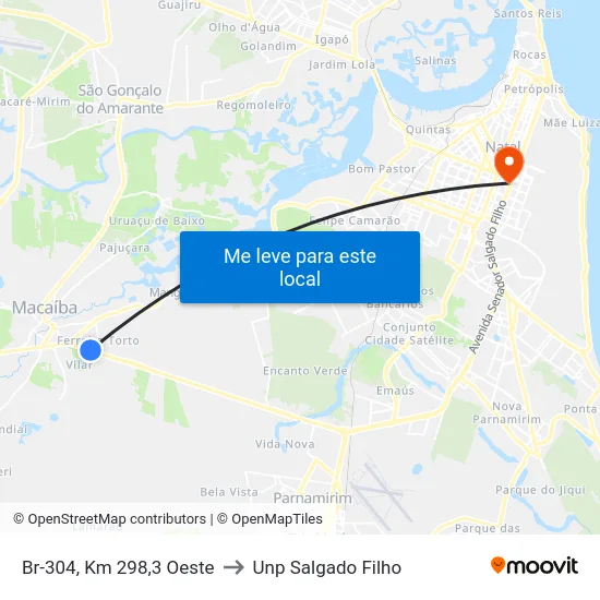 Br-304, Km 298,3 Oeste to Unp Salgado Filho map