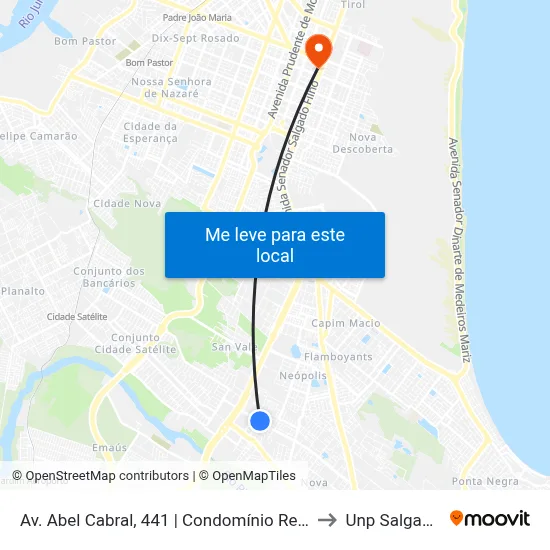 Av. Abel Cabral, 441 | Condomínio Renaissance Liberté to Unp Salgado Filho map